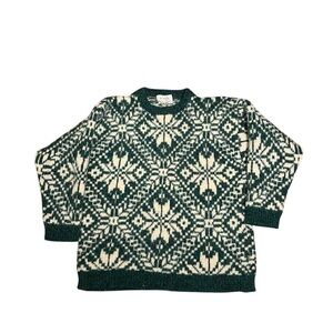 Festive green/cream Sweater 3/4 sleeves